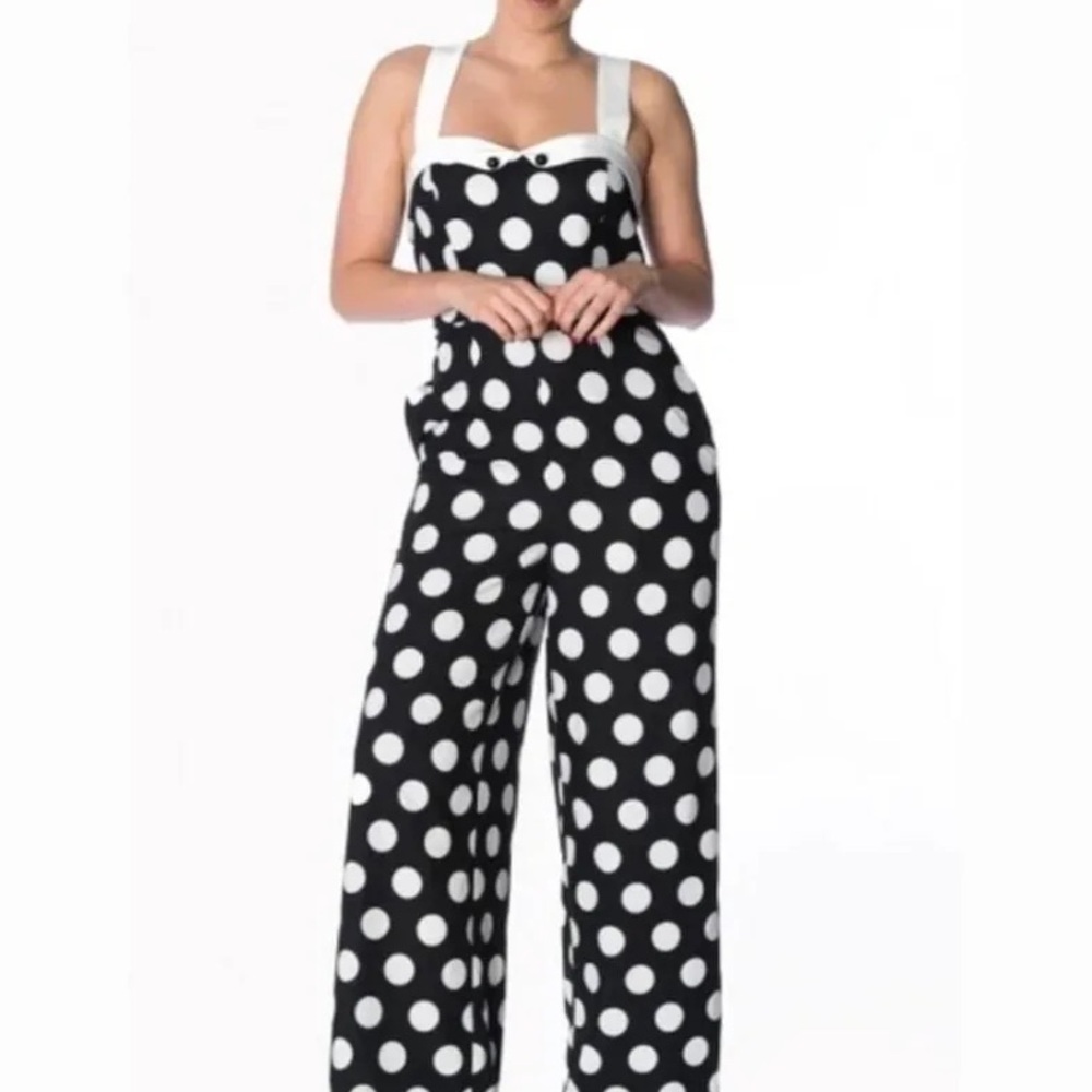 Elegant Black and White Polka Dot Jumpsuit